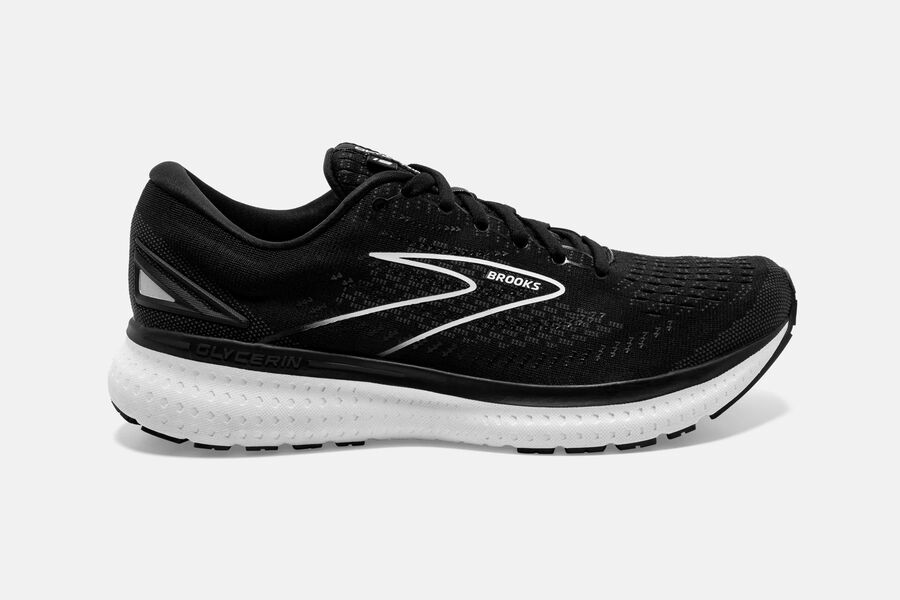 Brooks Running Shoes - Glycerin 19 Road Mens - Black/White - ZBN-807563